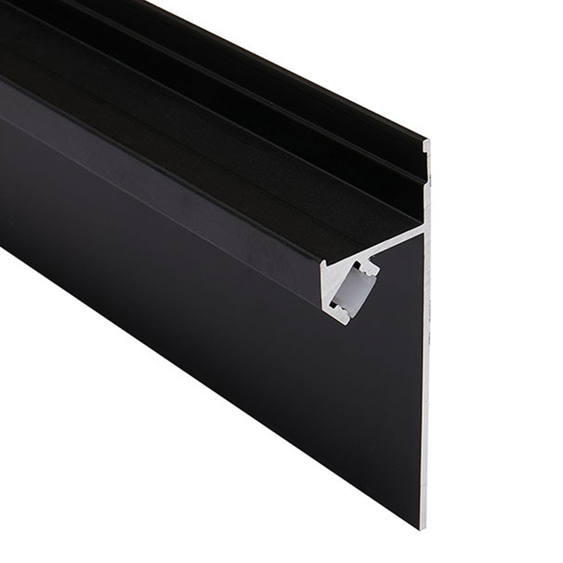 8mm LED Strip Wooden Wall Skirting Black Aluminum Baseboard For 18mm Wood